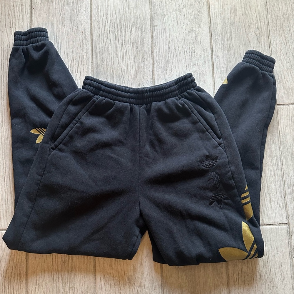 Women’s Adidas Black and Gold Sweatpants